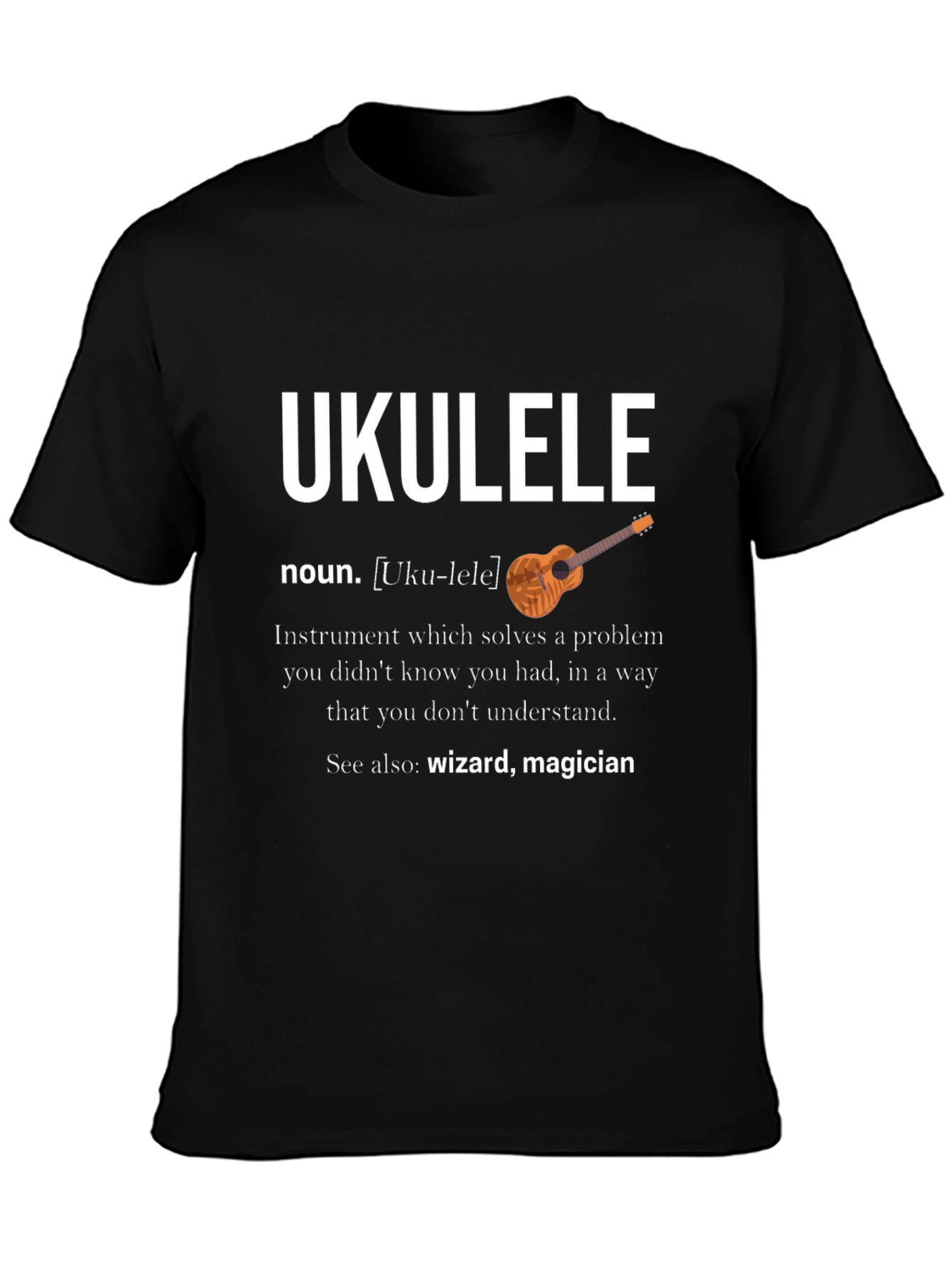 Black Ukulele Definition Graphic T-Shirt view 3