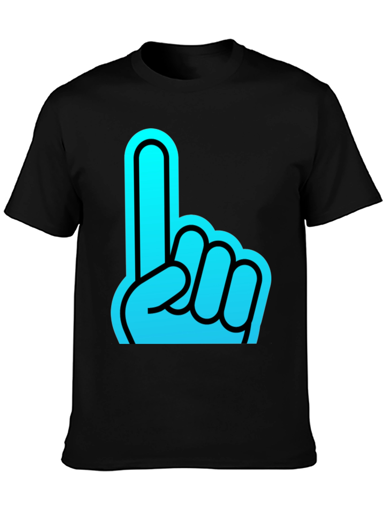 Black Foam Finger Graphic Black T-Shirt view 3