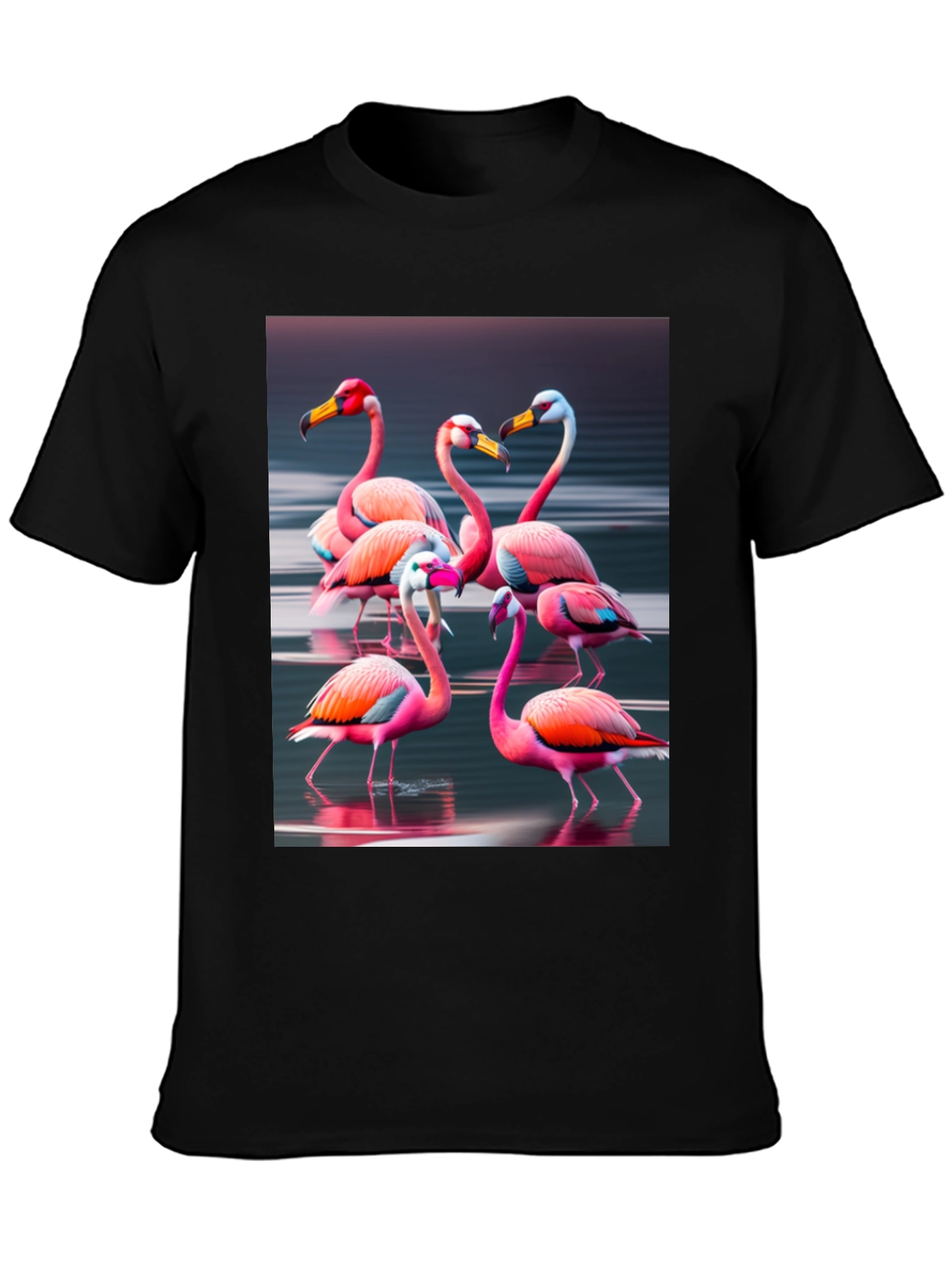 Black Flamingo Flock Graphic Tee - Black Cotton view 3