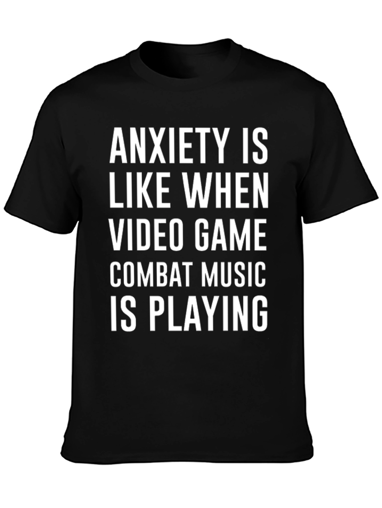 Black Anxiety Combat Music T-Shirt - Gamer Tee view 3