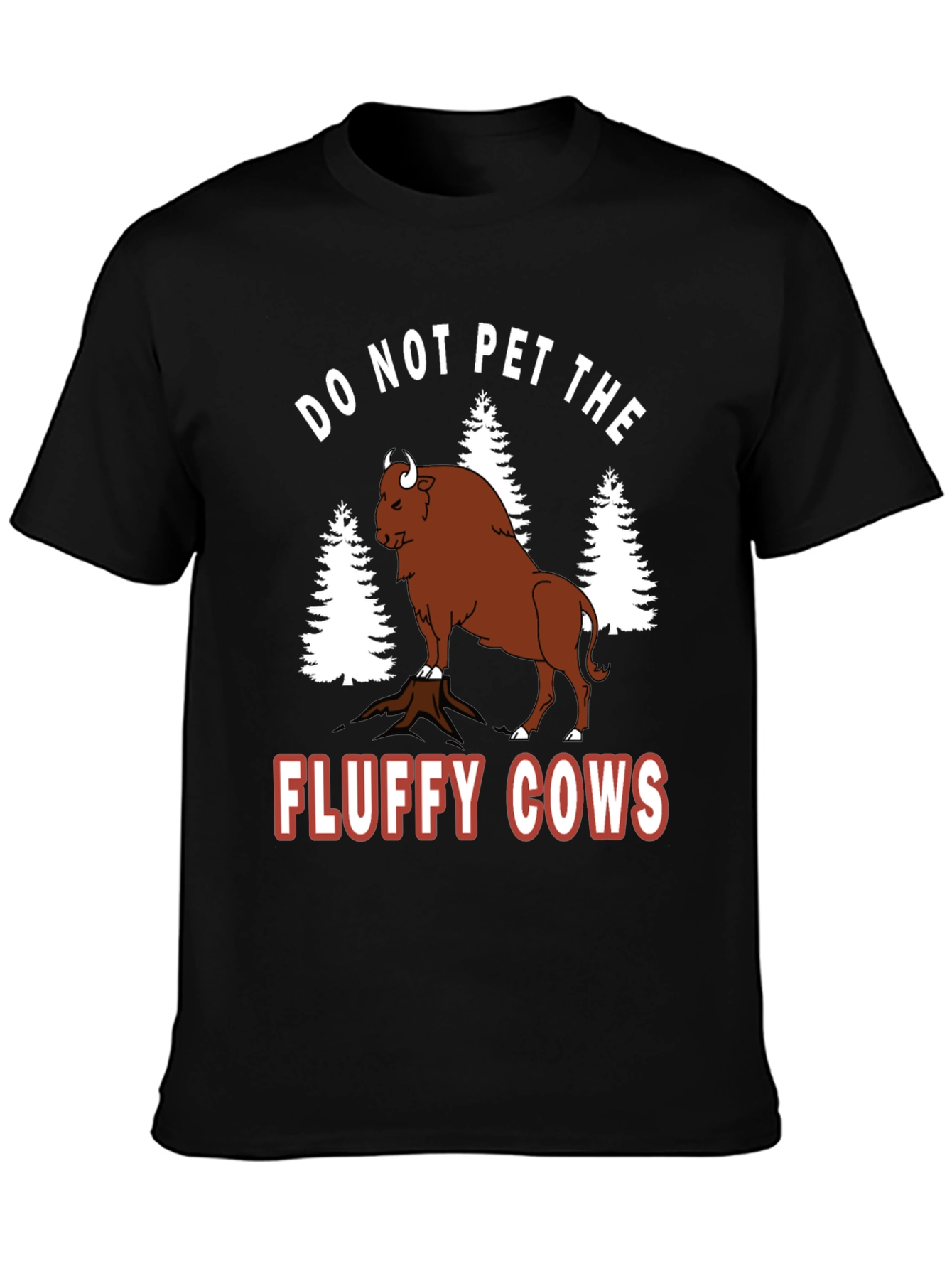 Black Do Not Pet the Fluffy Cows Bison Graphic Tee view 3