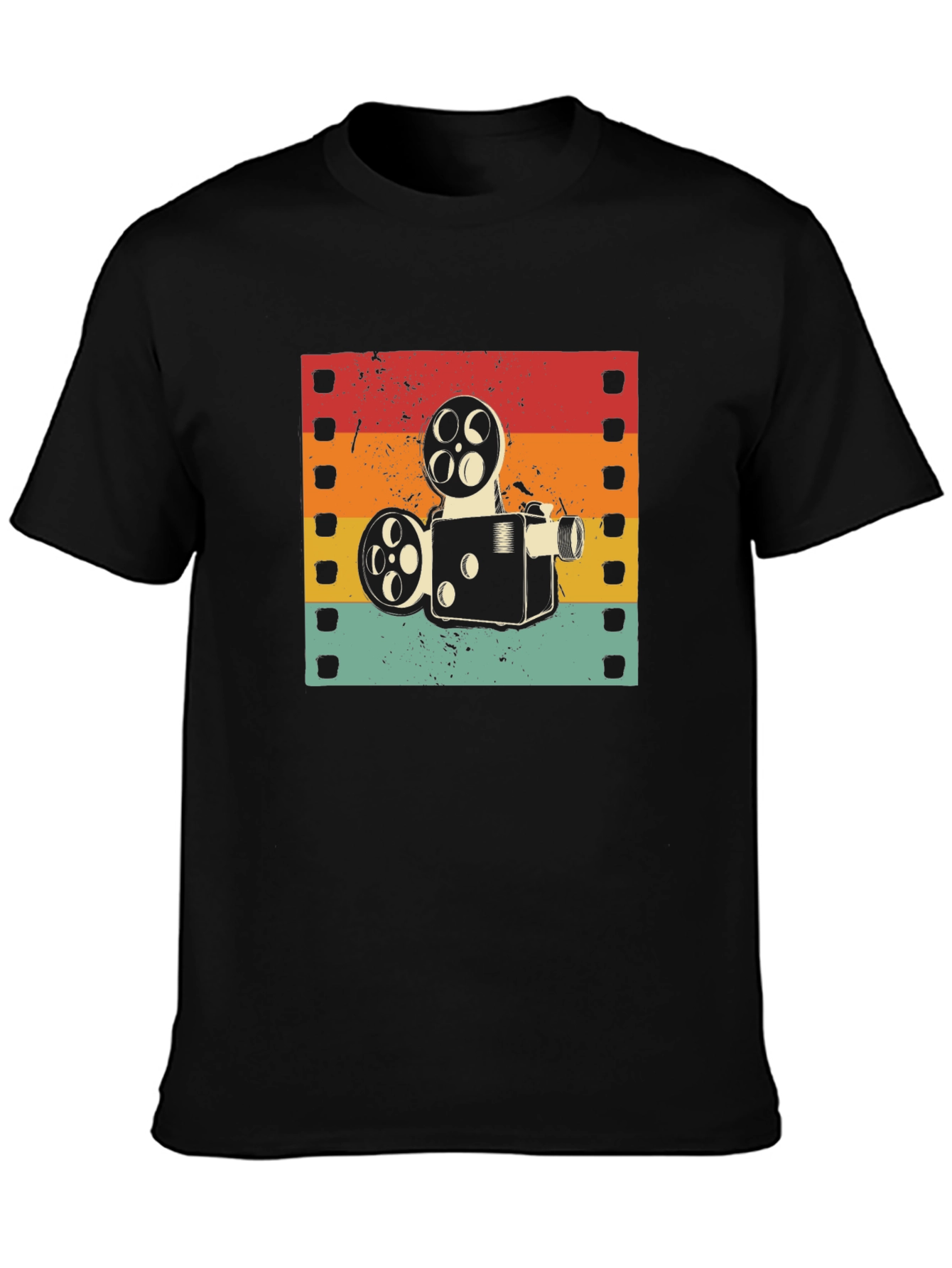 Black Retro Film Projector T-Shirt view 3