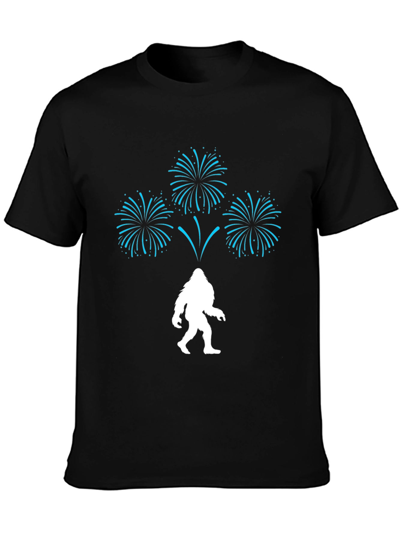 Black Bigfoot Fireworks Graphic Tee - Black view 3