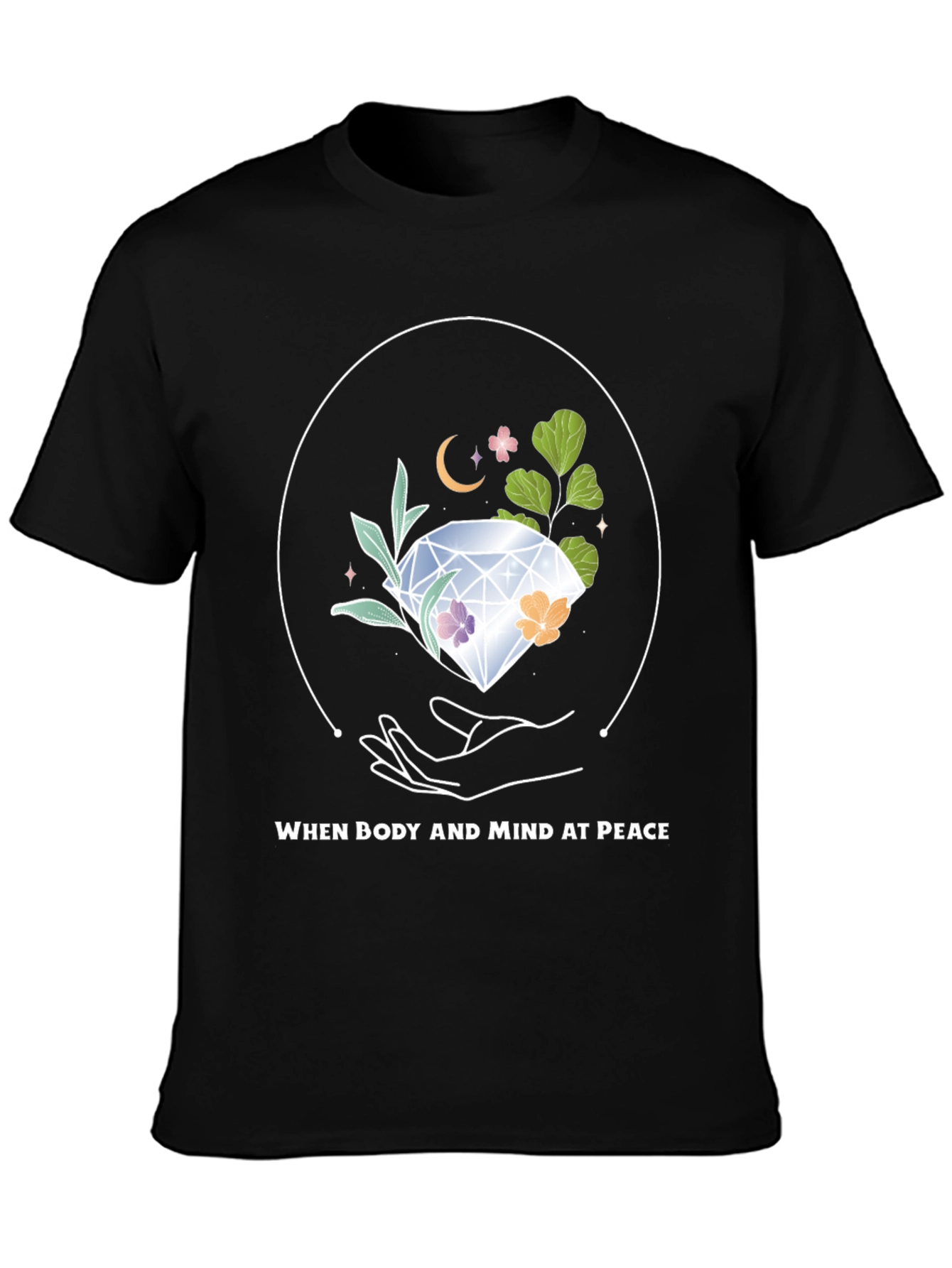 Black Peaceful Mind T-Shirt: Body and Mind at Peace Design view 3