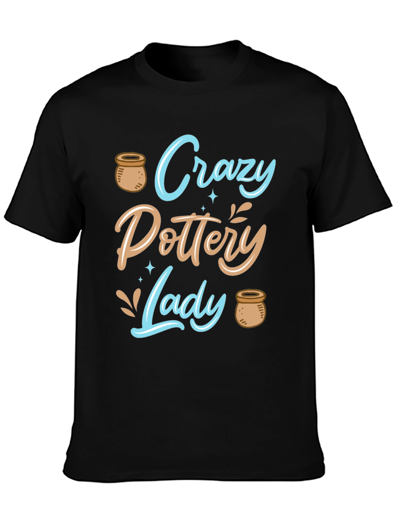 Black Crazy Pottery Lady T-Shirt view 3