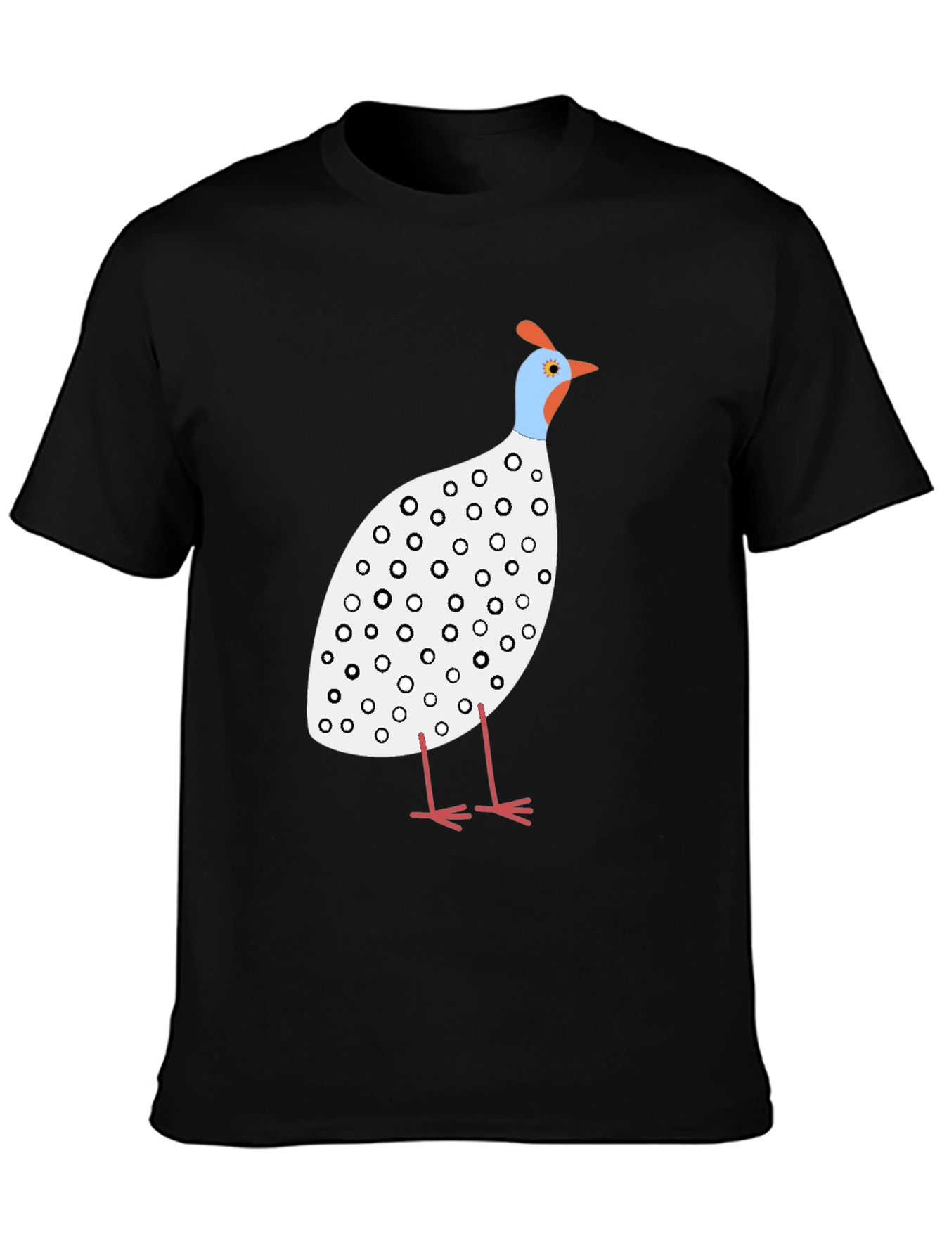 Black Guinea Fowl Graphic Tee - Black Cotton Shirt view 3