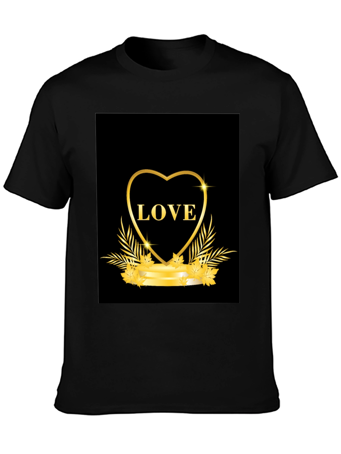 Black Love Heart Graphic Tee - Black Casual T-Shirt view 3