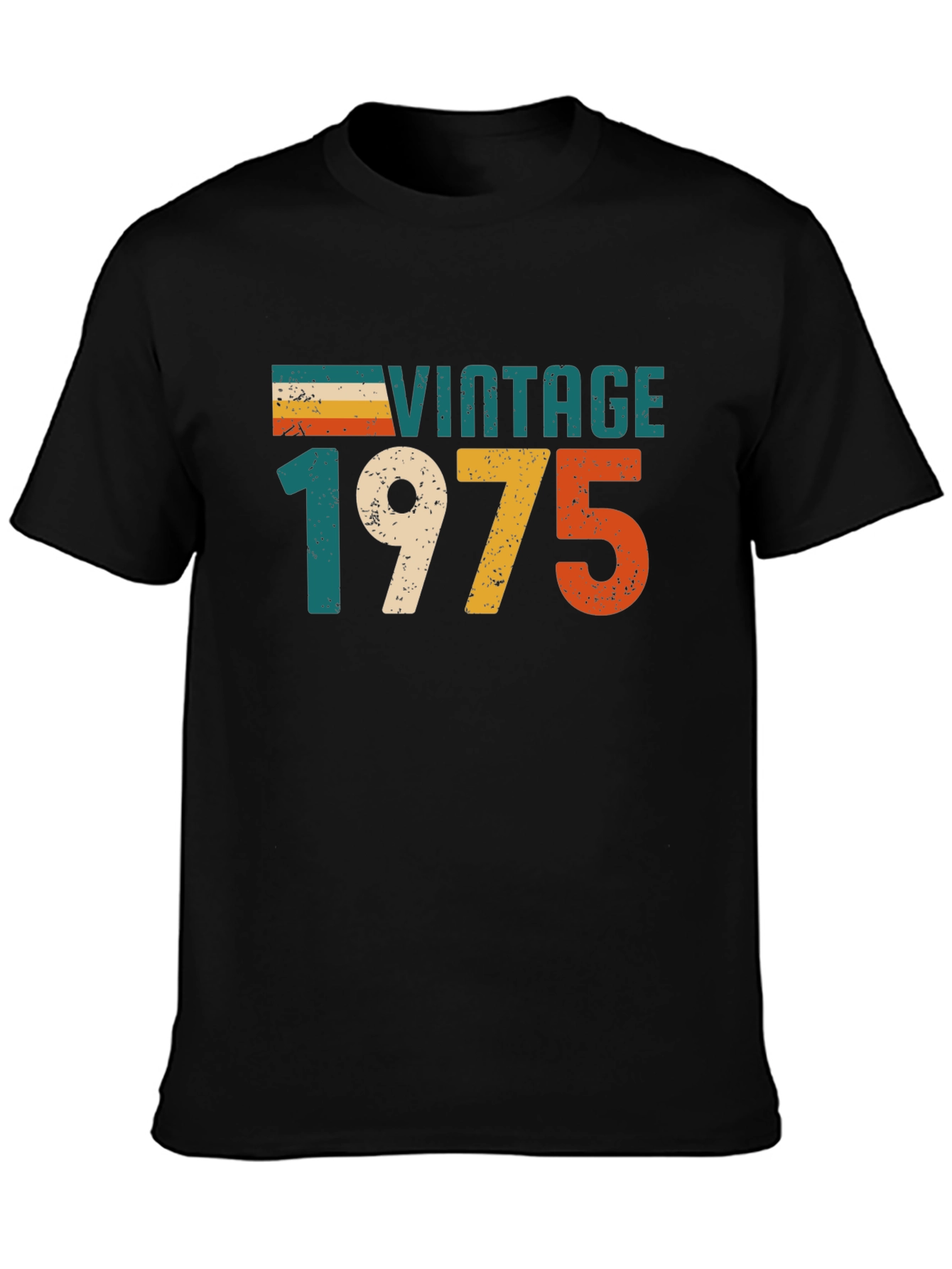 Black Vintage 1975 Retro T-Shirt view 3