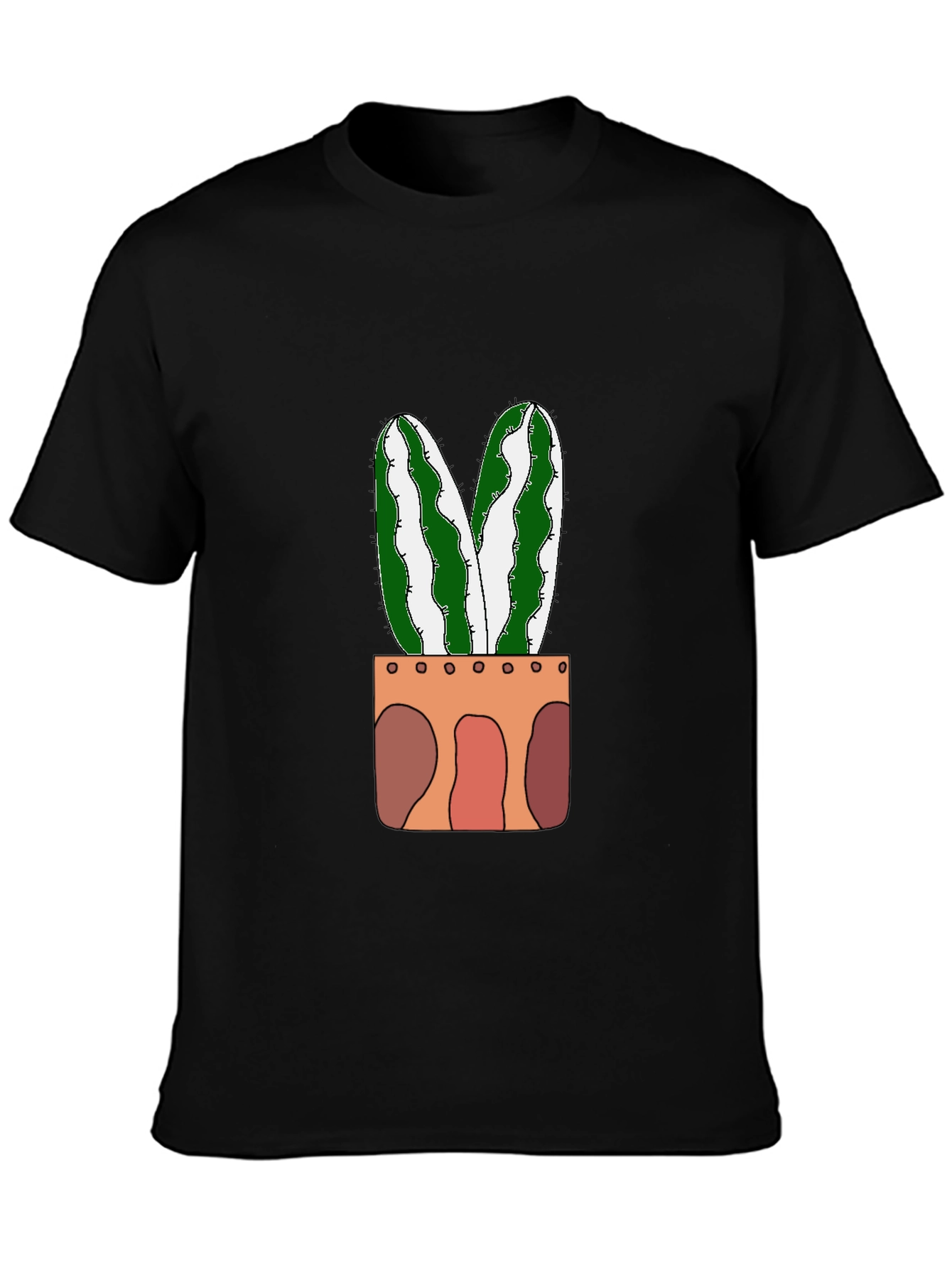 Black Cactus Plant Graphic Tee - Trendy & Unique view 3