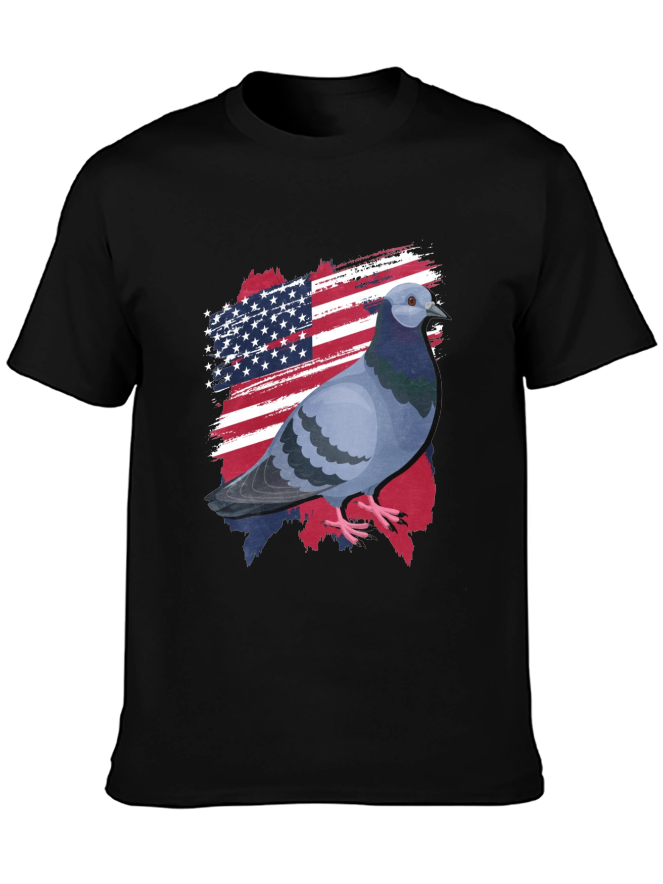 Black Patriotic Pigeon Graphic Tee - American Flag Bird T-Shirt view 3