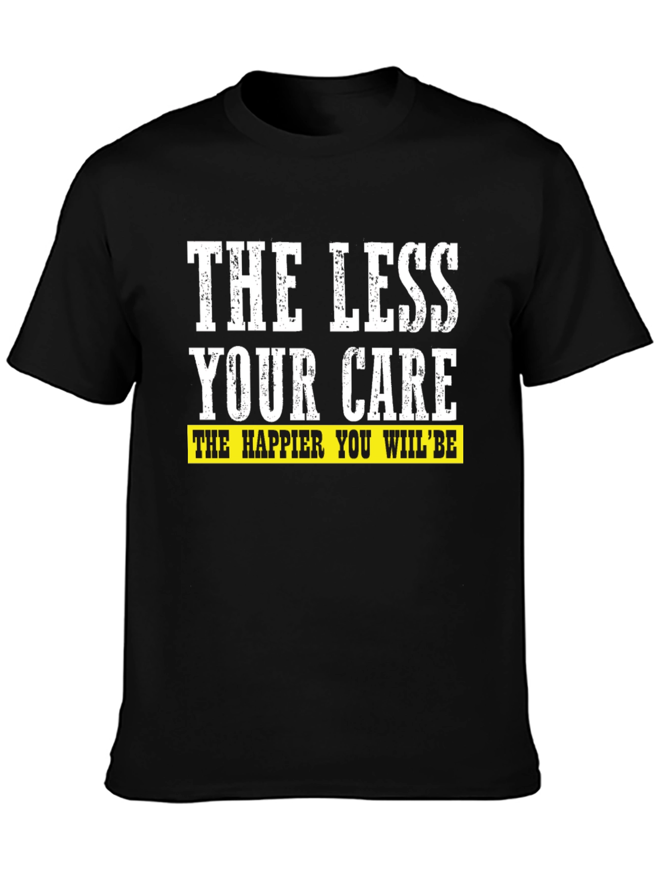 Black The Less Your Care Graphic Tee - Mens Black T-Shirt view 3