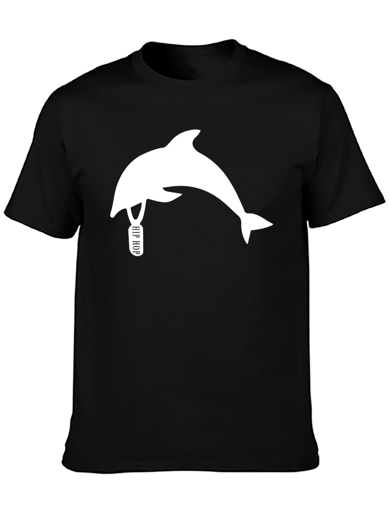 Black Hip Hop Dolphin Black T-Shirt - Unique Graphic Tee view 3