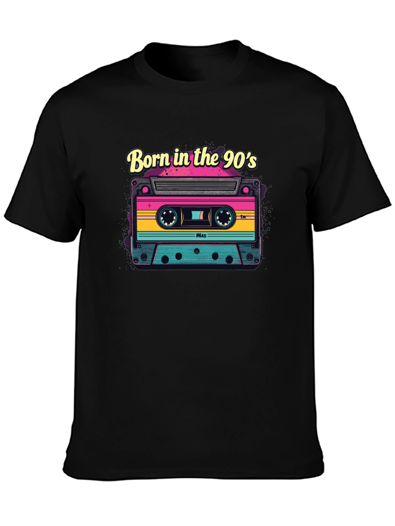 Black Born in the 90s Retro Cassette Tape T-Shirt view 3