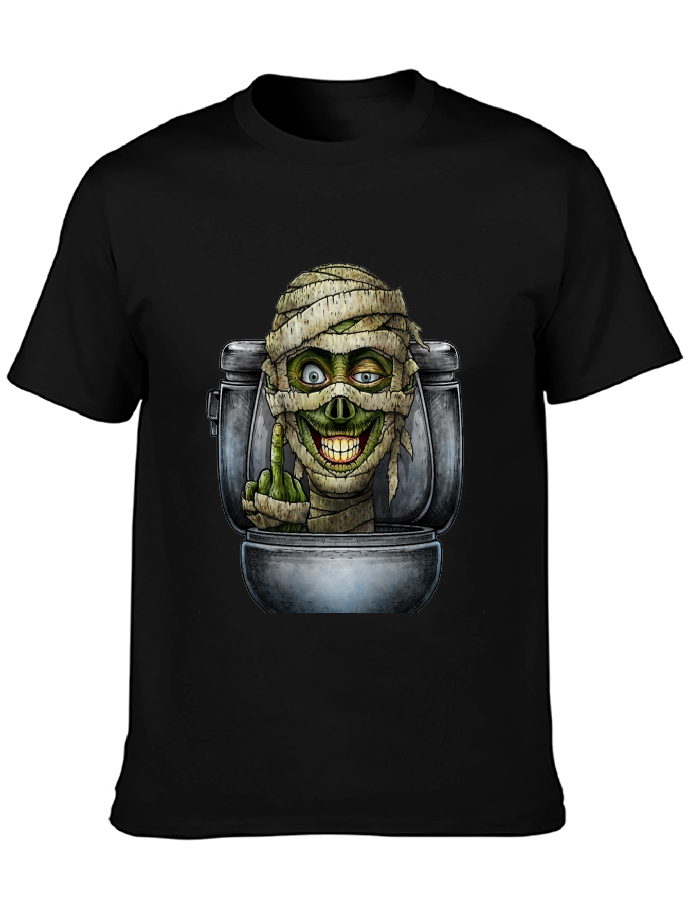 Black Toilet Mummy Graphic T-Shirt view 3
