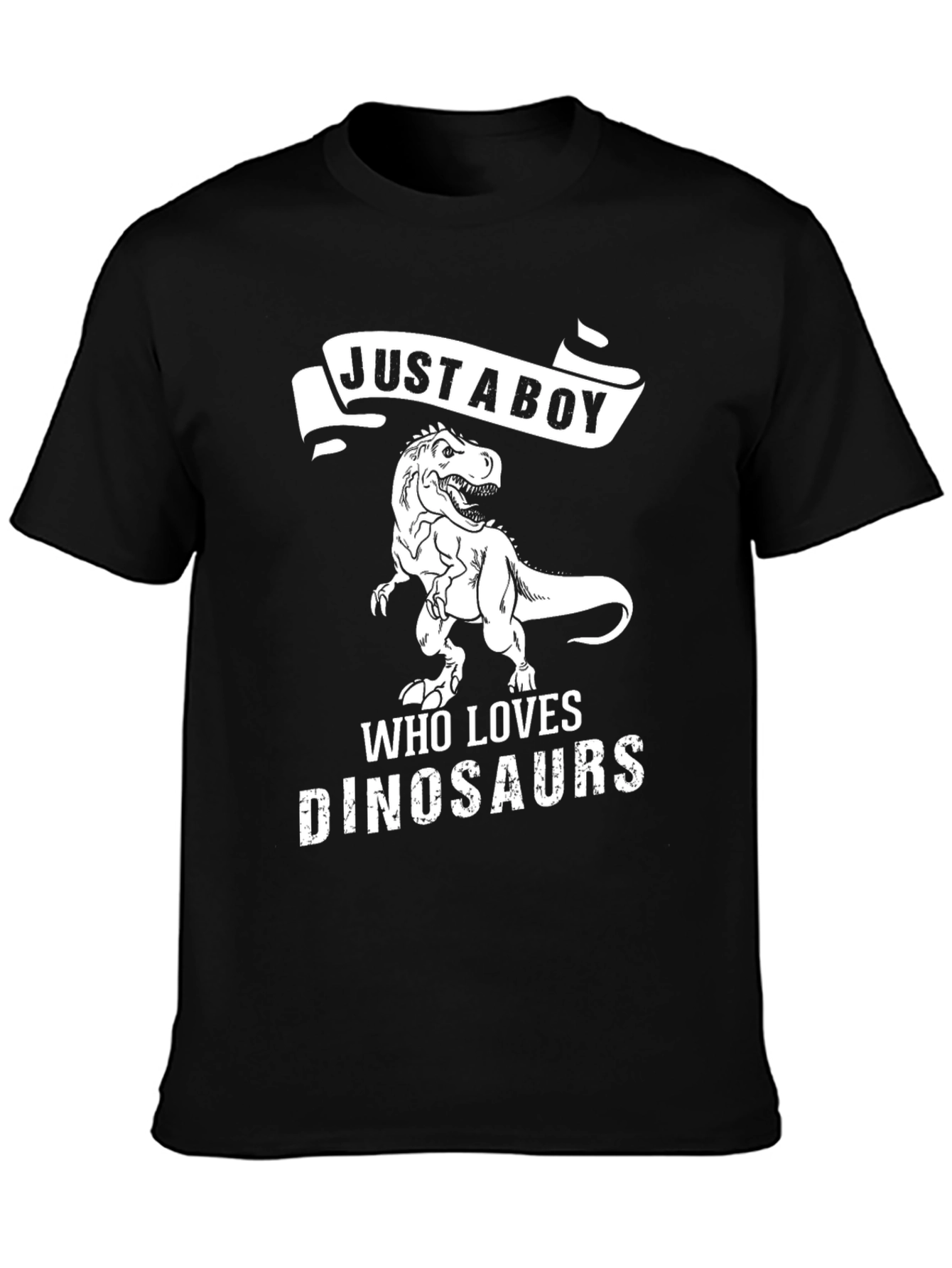 Black Boy's Dinosaur T-Shirt - Just A Boy Who Loves Dinosaurs view 3