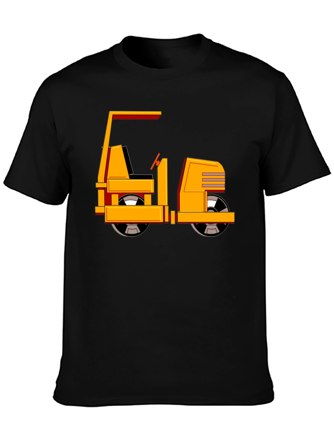 Black Road Roller Graphic Tee - Black Cotton T-Shirt view 3