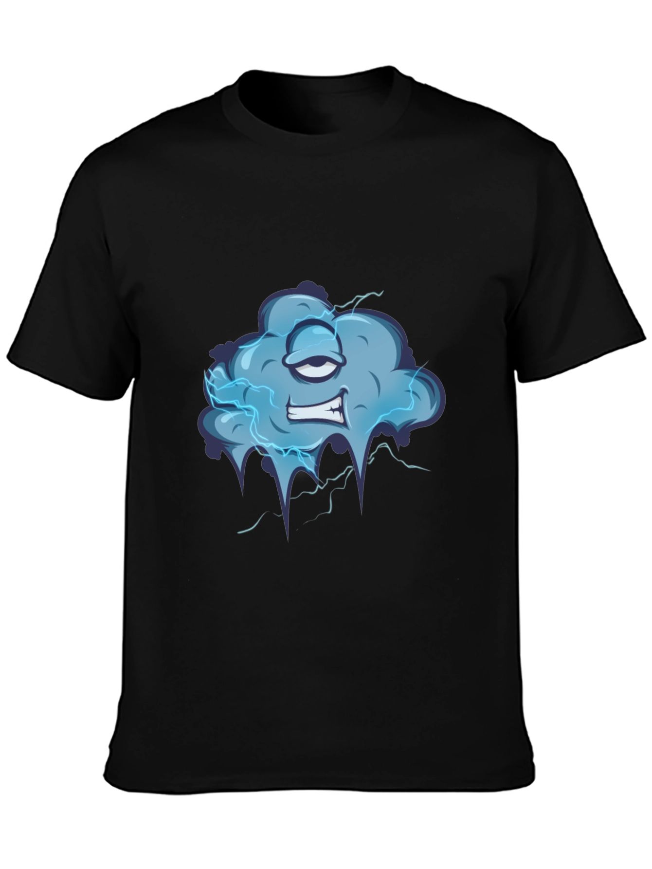Black Cartoon Cloud Graphic Tee - Men's Black T-Shirt view 3