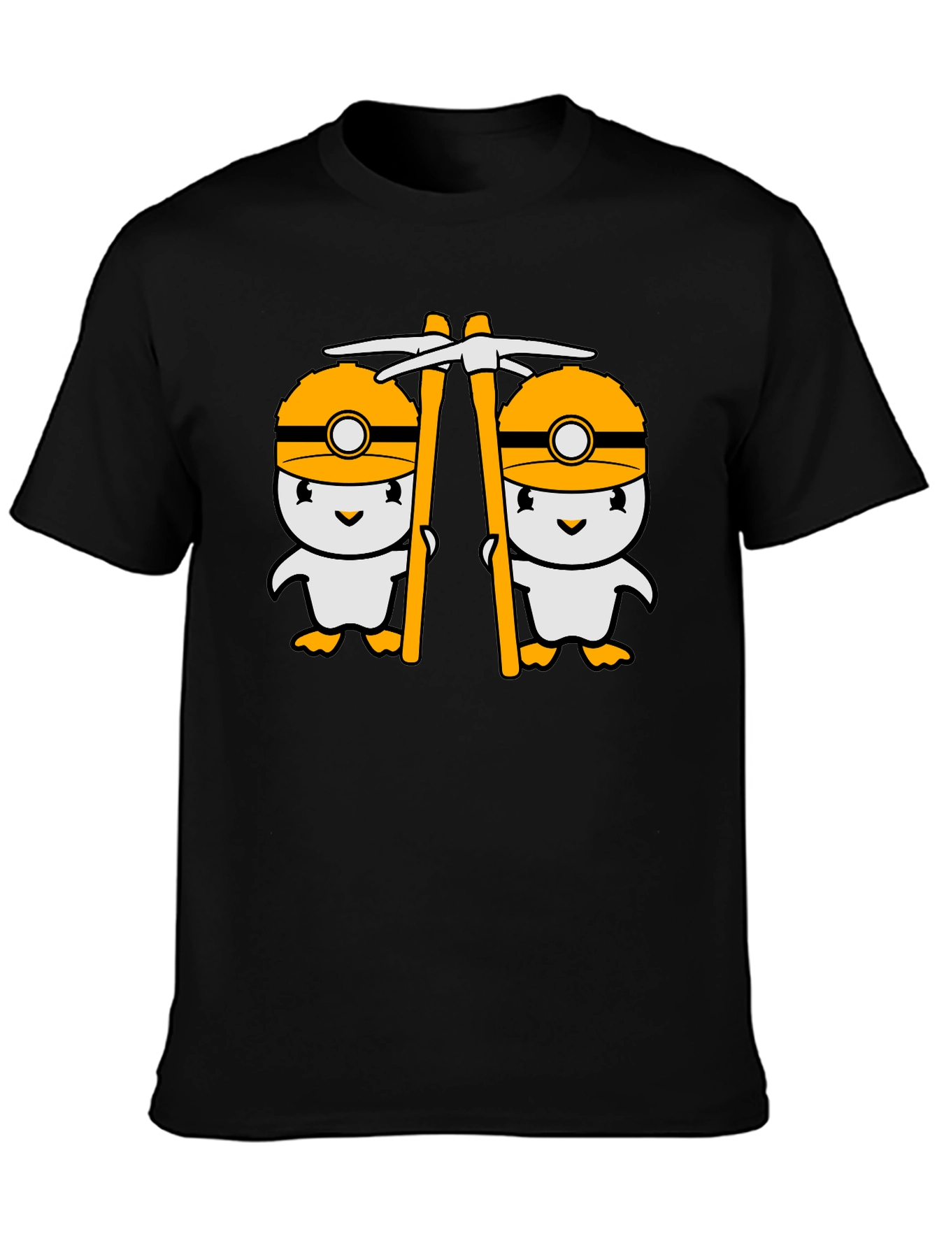Black Cute Miner Duck T-Shirt - Black Cotton Tee view 3