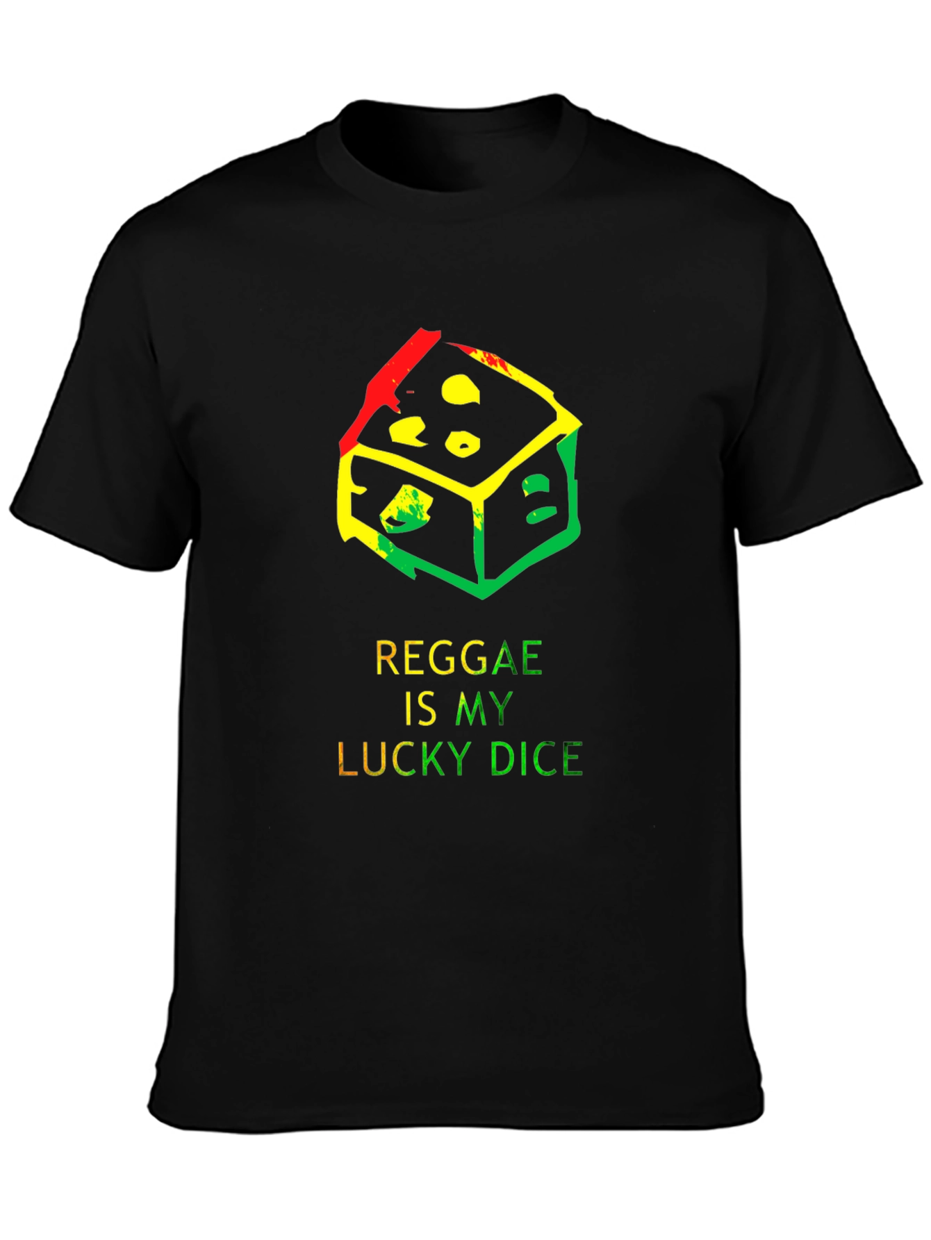 Black Reggae Lucky Dice T-Shirt - Black view 3