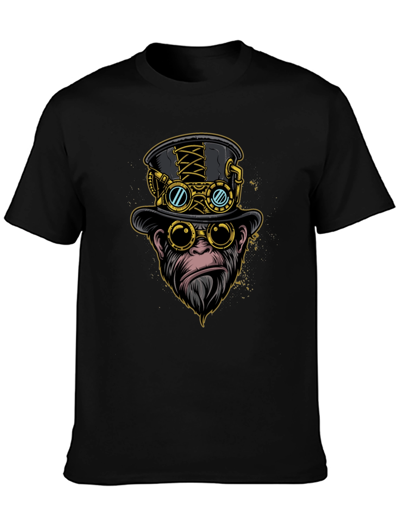 Black Steampunk Monkey Graphic Tee view 3