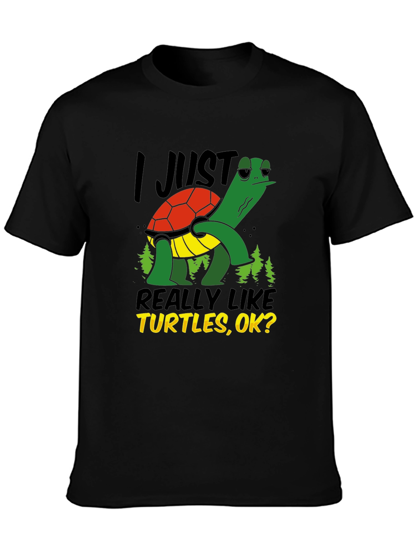 Black I Just Really Like Turtles Graphic Tee view 3