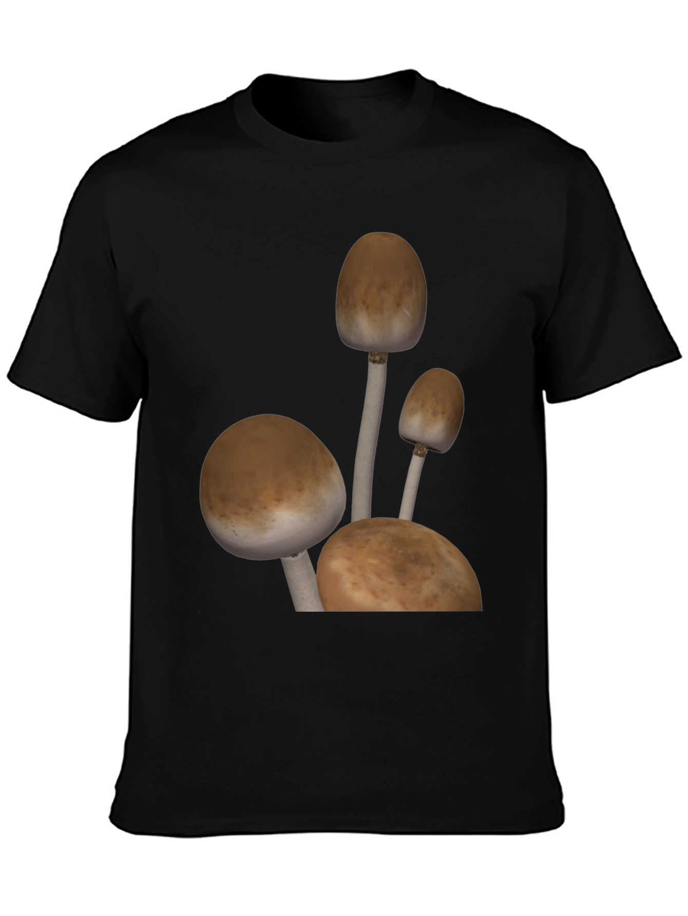 Black Mushroom Graphic Tee - Black Cotton Blend view 3