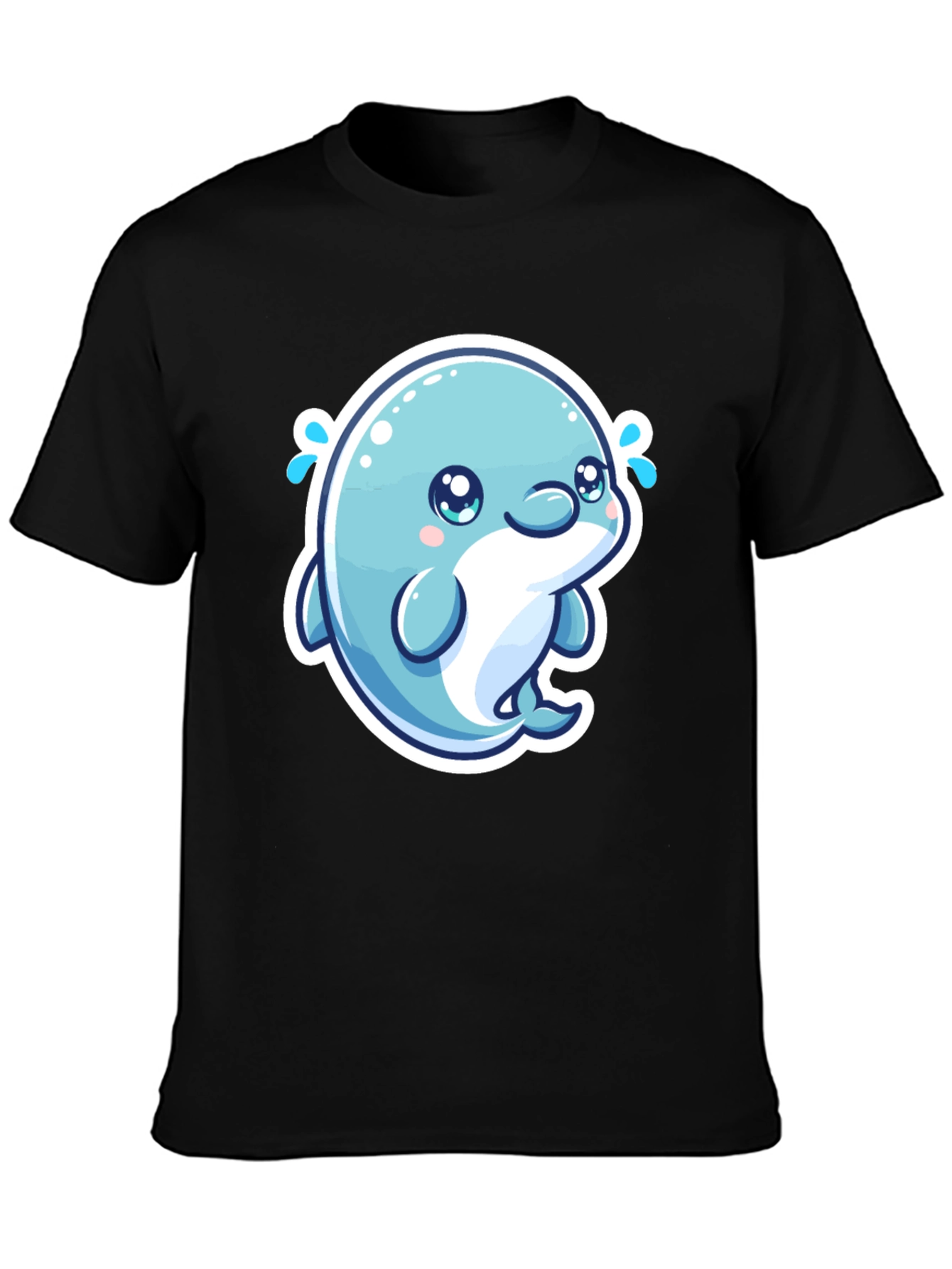 Cute Dolphin Graphic Tee - Soft Cotton Black T-Shirt - 3