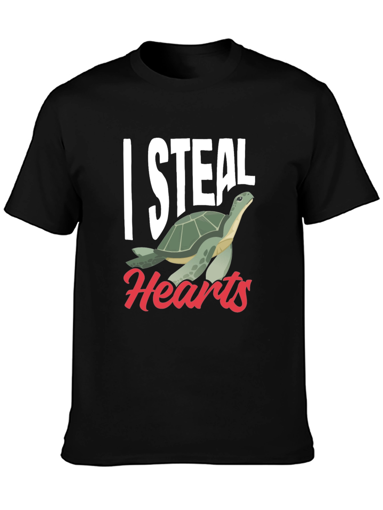 Black I Steal Hearts Turtle Graphic Black T-Shirt view 3