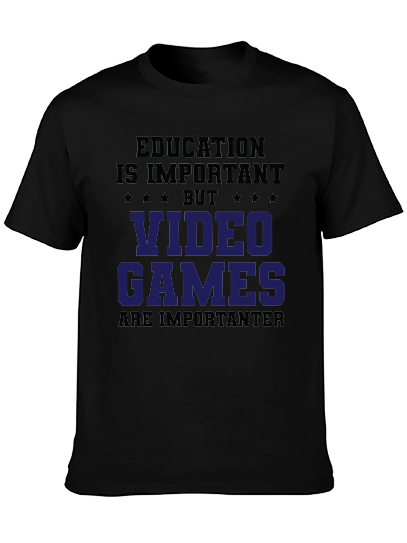 Black Education vs Video Games Graphic Tee view 3