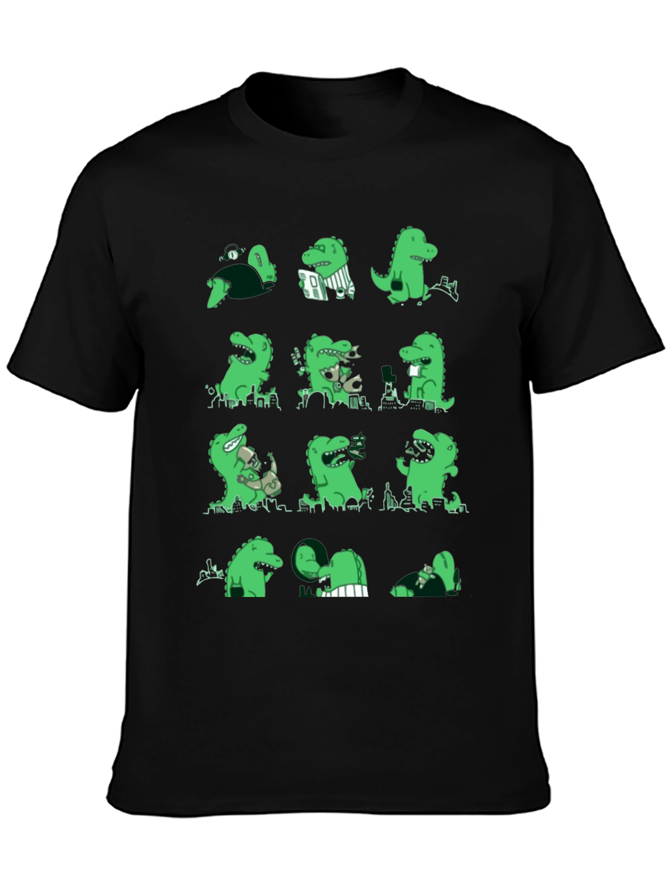 Black Dinosaur Print Black T-Shirt view 3