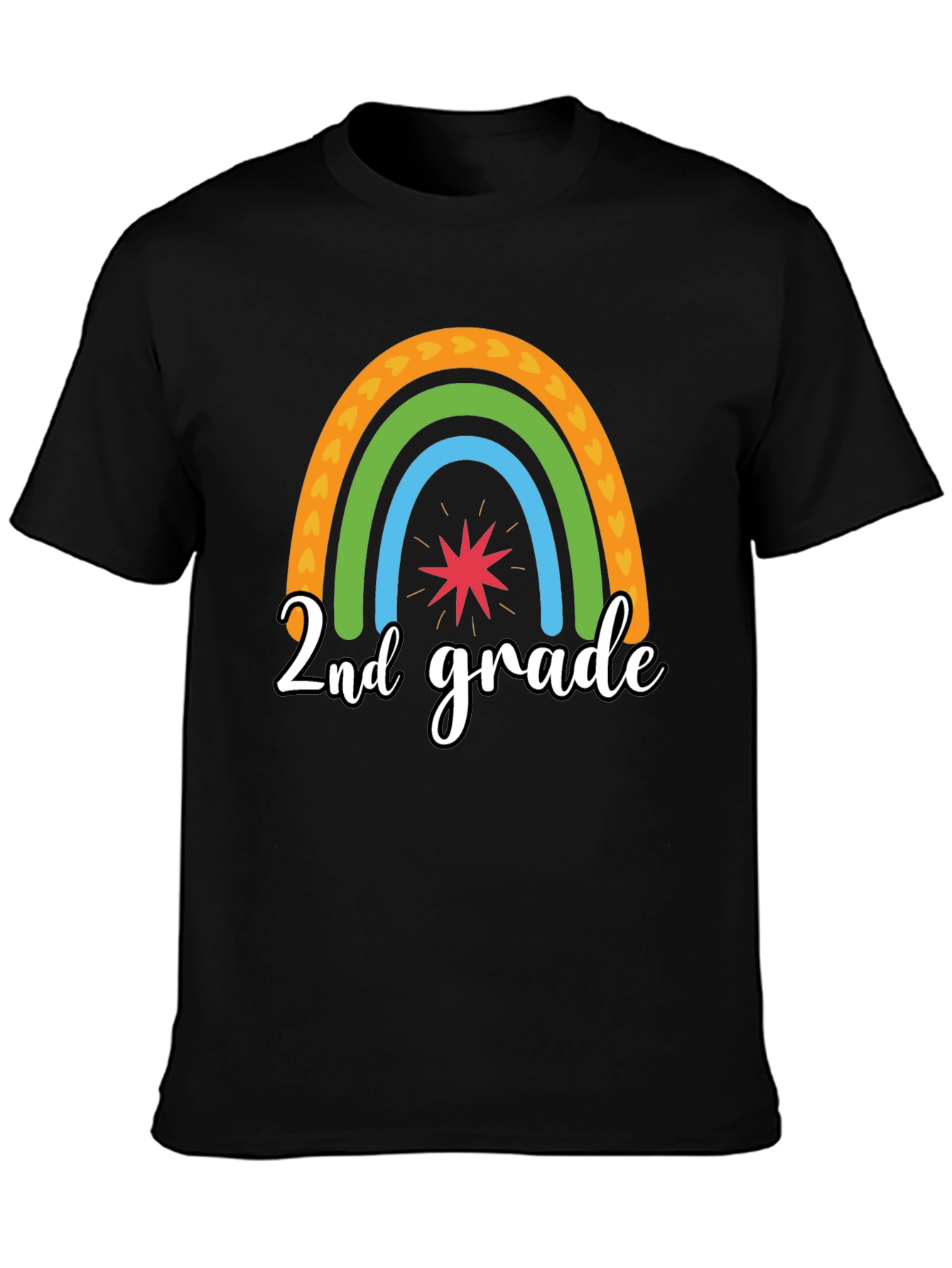 Black 2nd Grade Rainbow Graphic Tee view 3