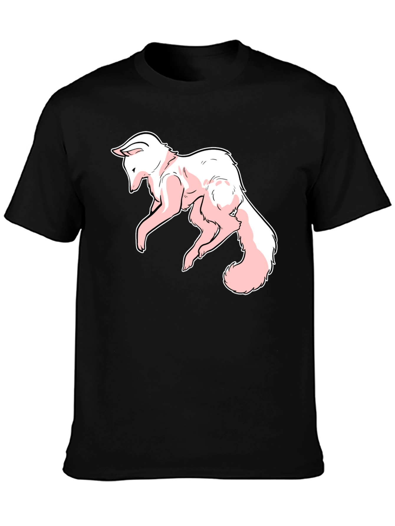 Black Pink Fox Graphic Tee - Stylish Black T-Shirt view 3