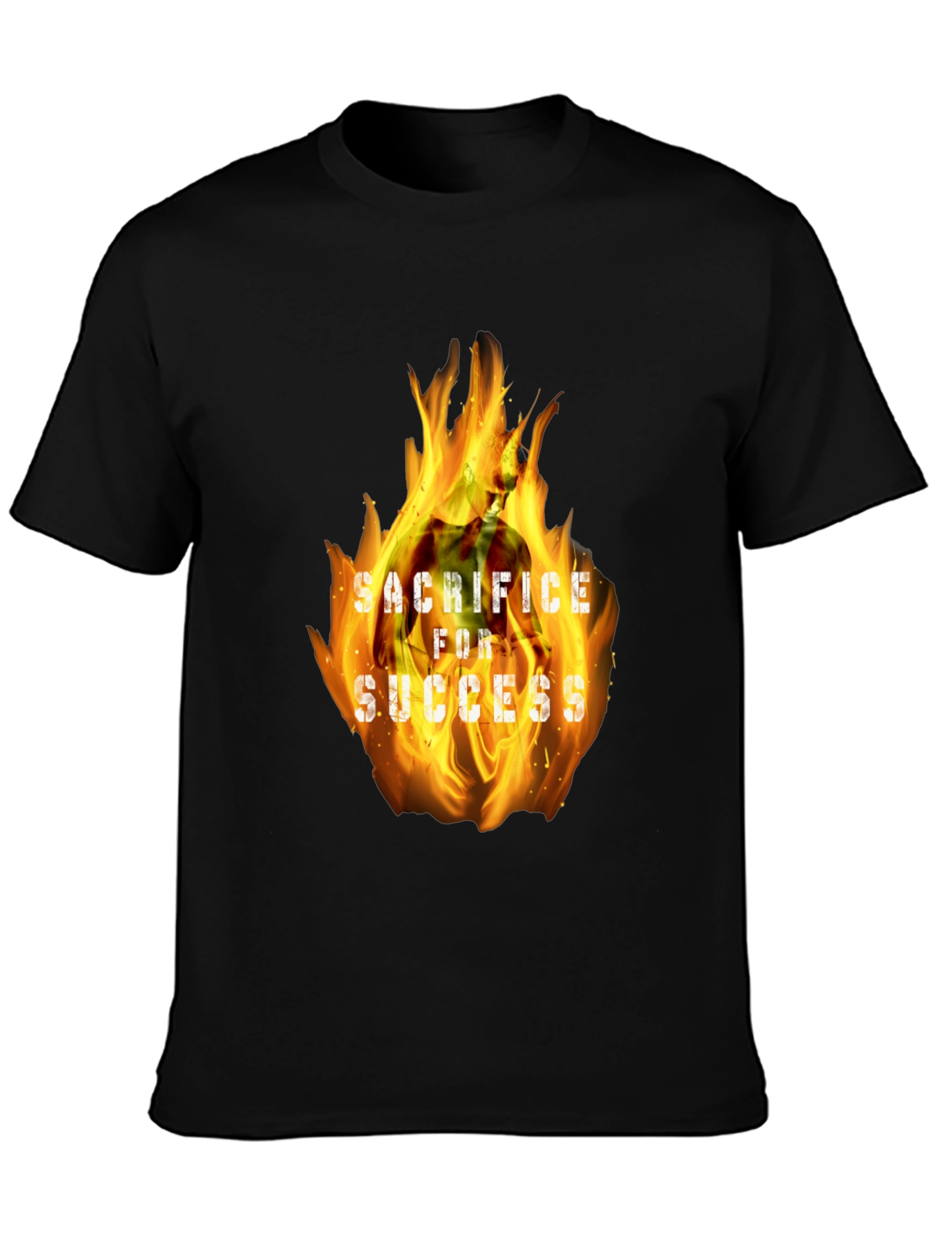 Black Sacrifice for Success Graphic Tee - Bold Motivational Design view 3