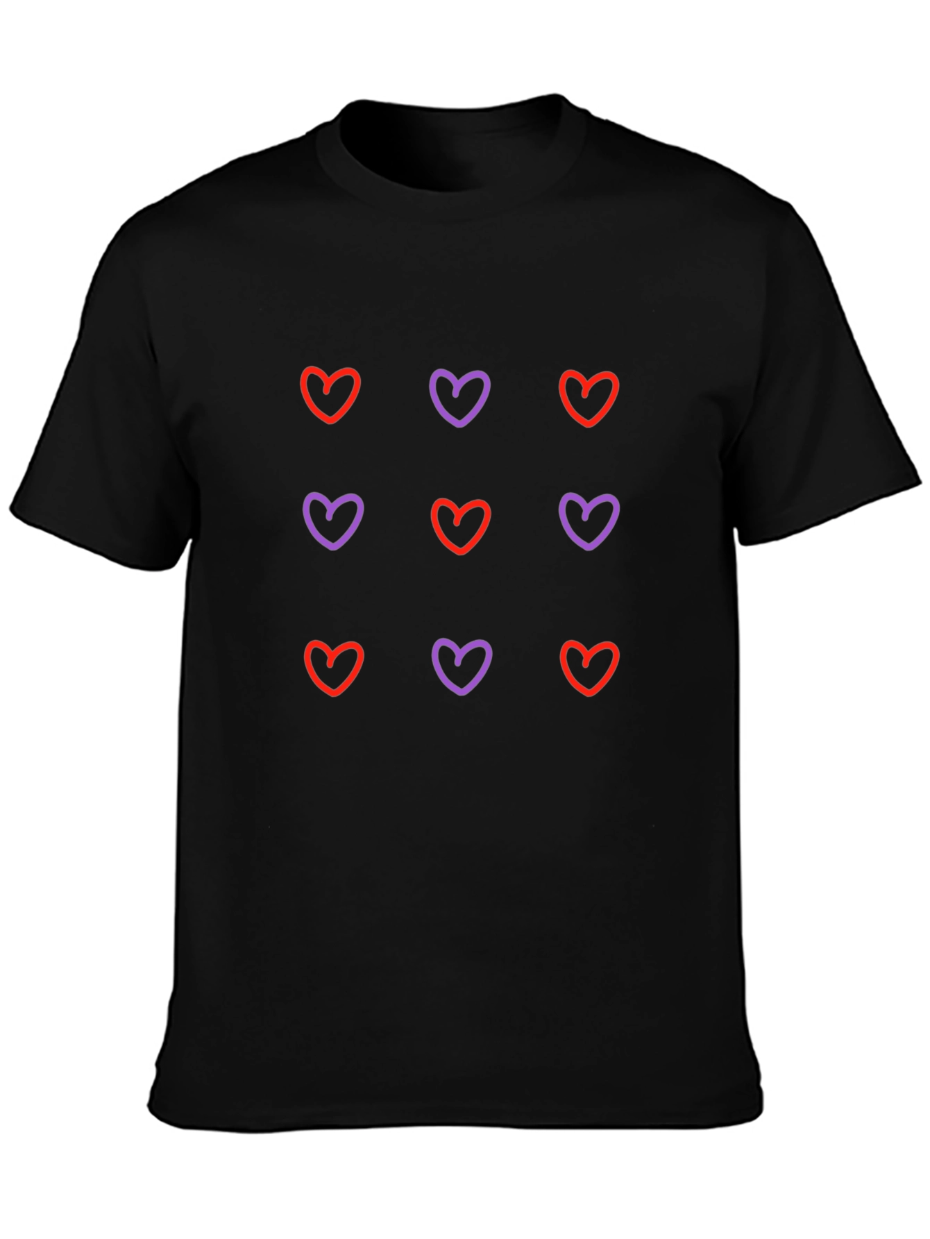 Black Heart Pattern Black T-Shirt - Casual Style view 3