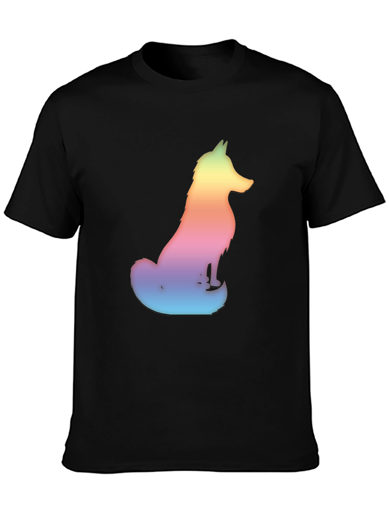 Black Rainbow Fox Graphic Tee - Men's Black T-Shirt view 3