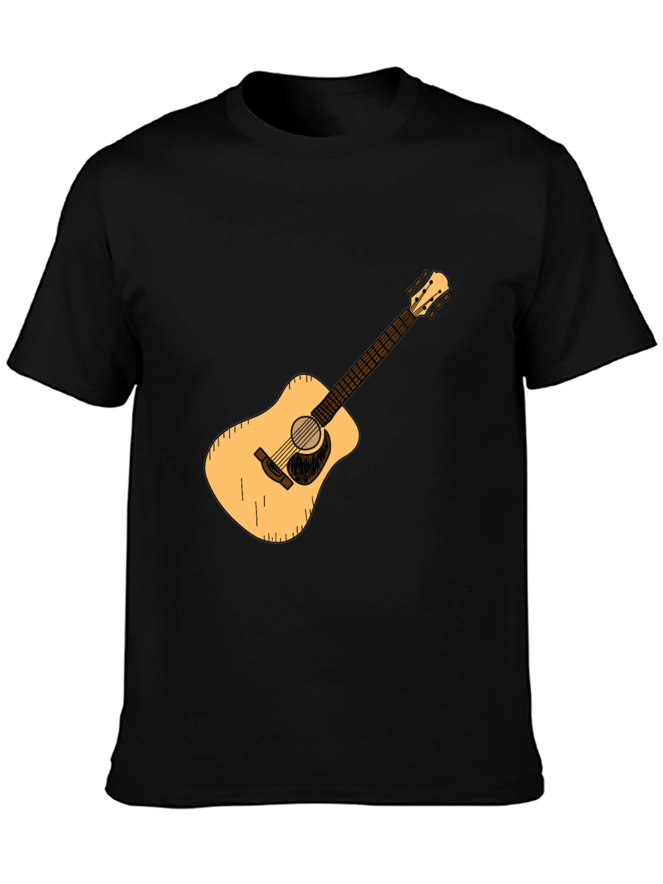 Black Guitar Graphic Tee - Black Cotton Casual T-Shirt view 3