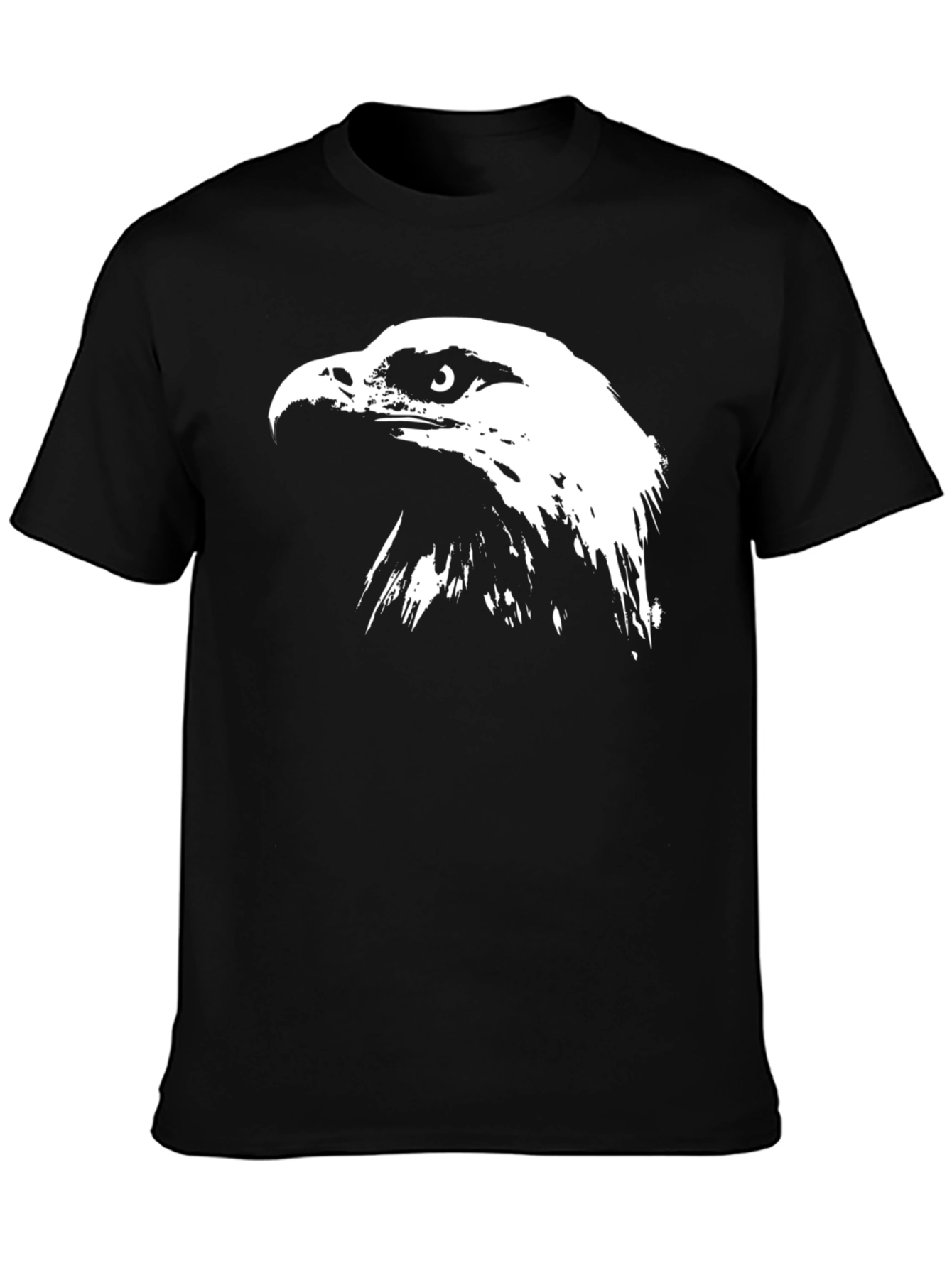 Black Black T-Shirt with Bold Eagle Graphic Print view 3