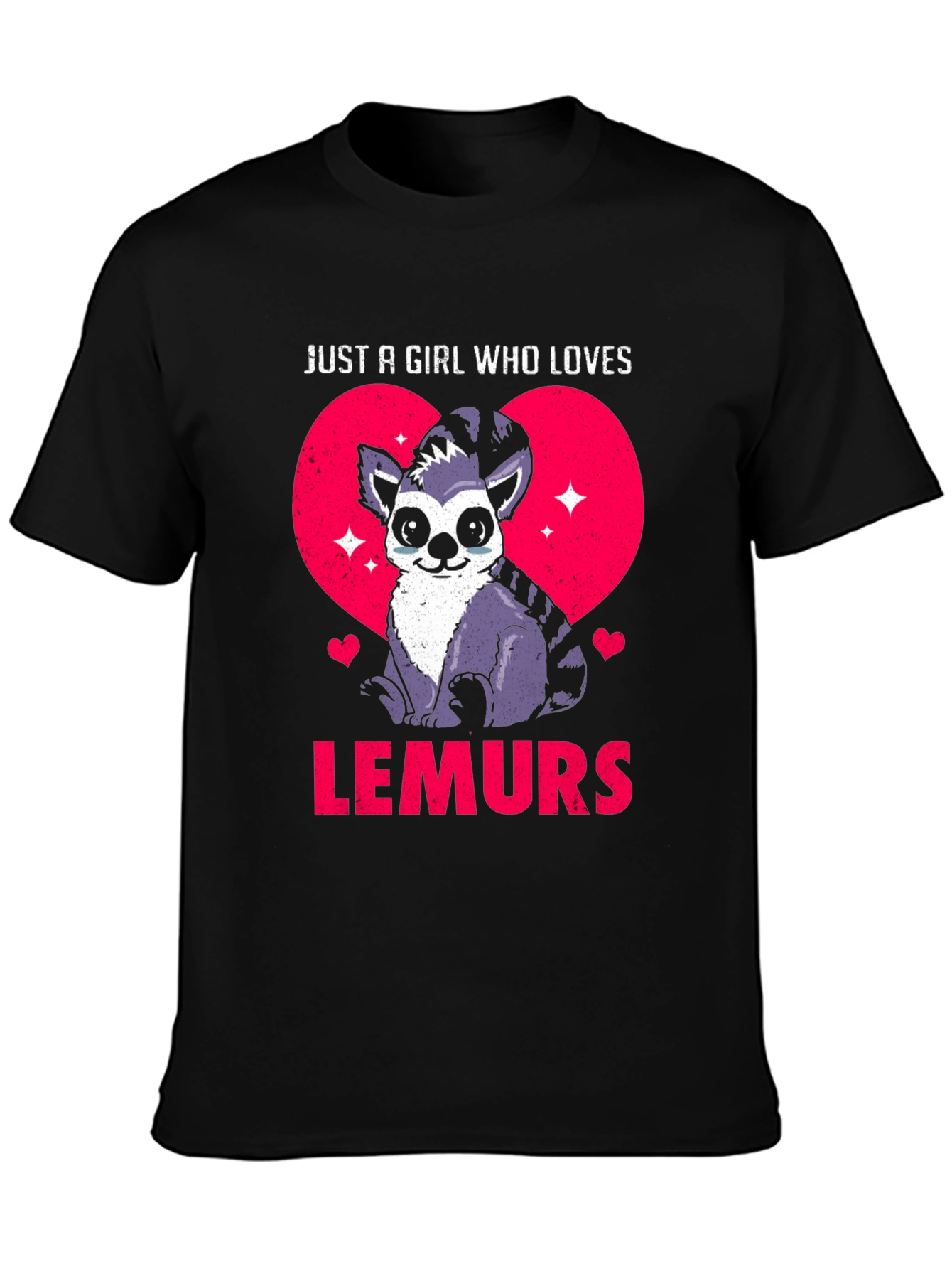 Black Just a Girl Who Loves Lemurs T-Shirt view 3