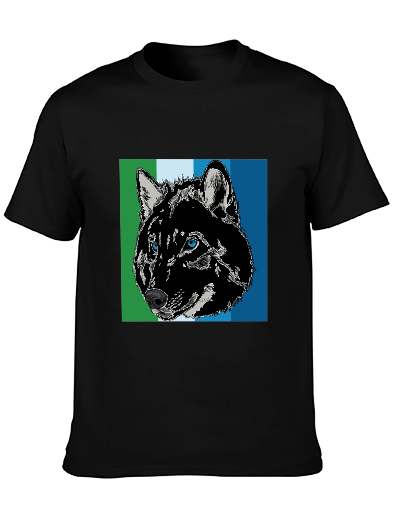 Black Wolf Graphic Print Black T-Shirt view 3