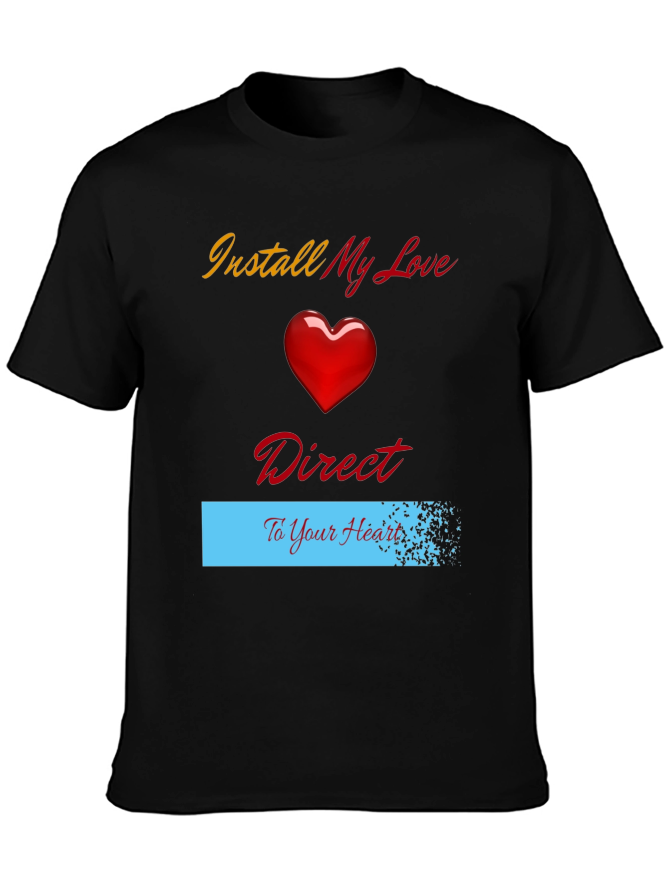 Black Install My Love Direct to Your Heart T-Shirt view 3