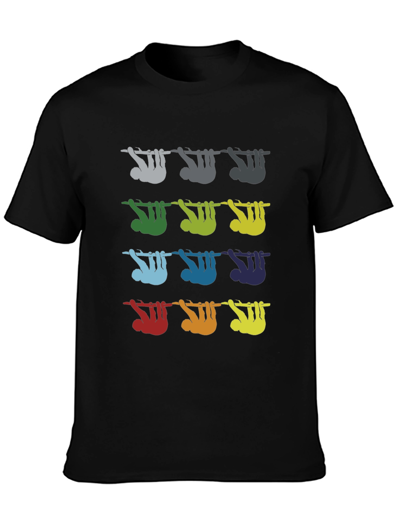 Black Colorful Sloth Tee view 3