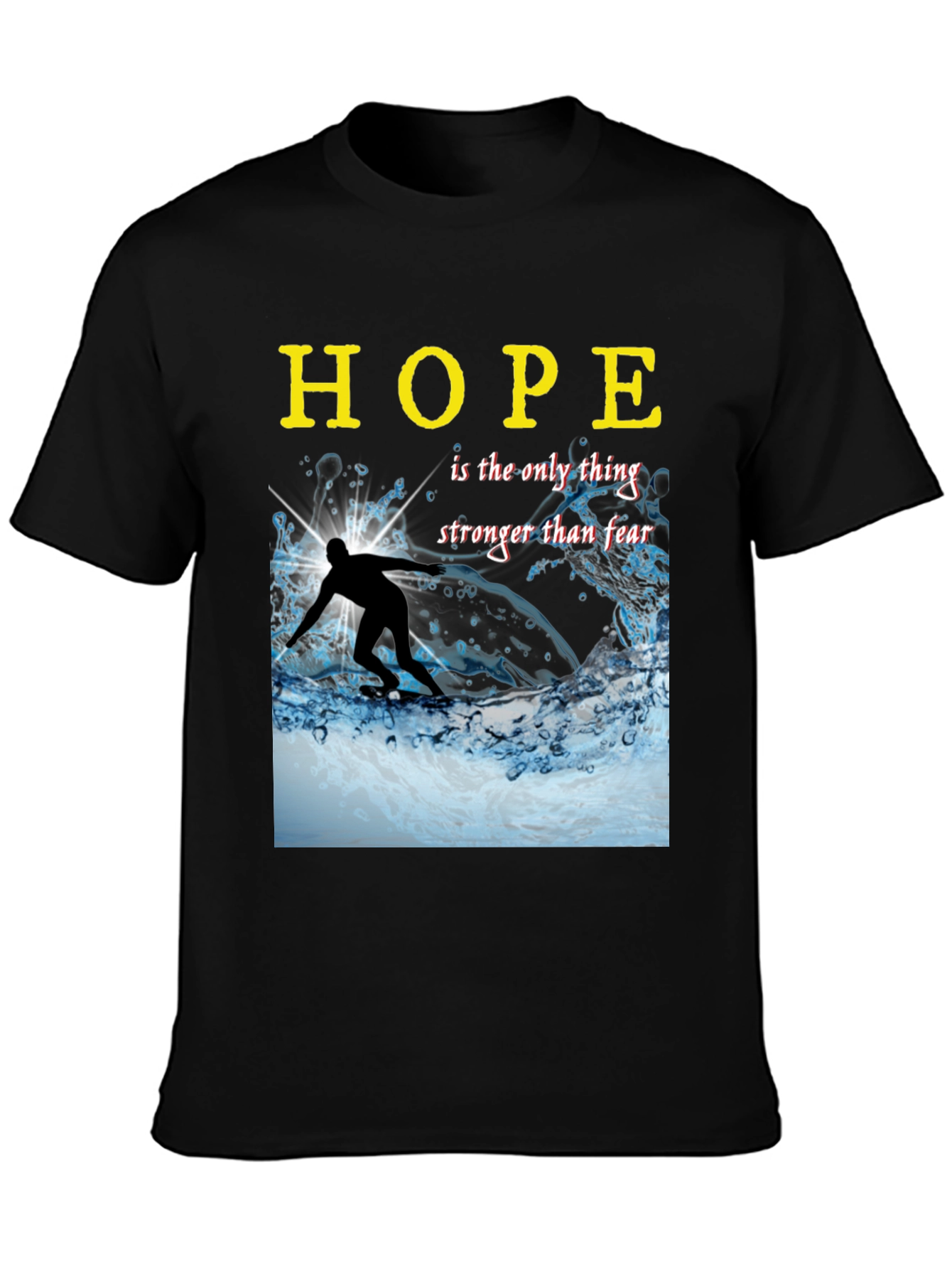Black Hope Surfing Graphic Tee - Inspirational Unisex Shirt view 3