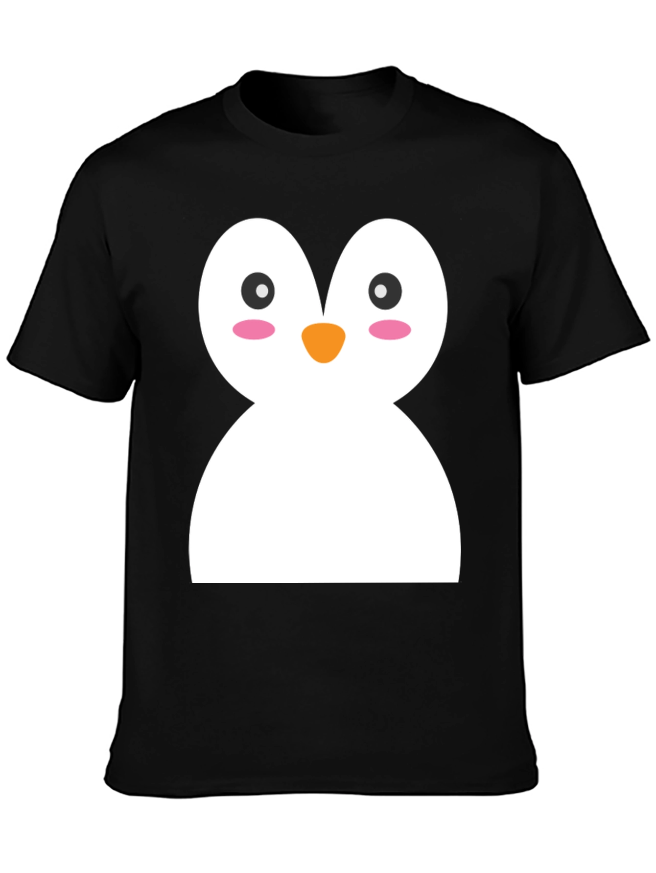 Black Cute Penguin Graphic Black T-Shirt view 3