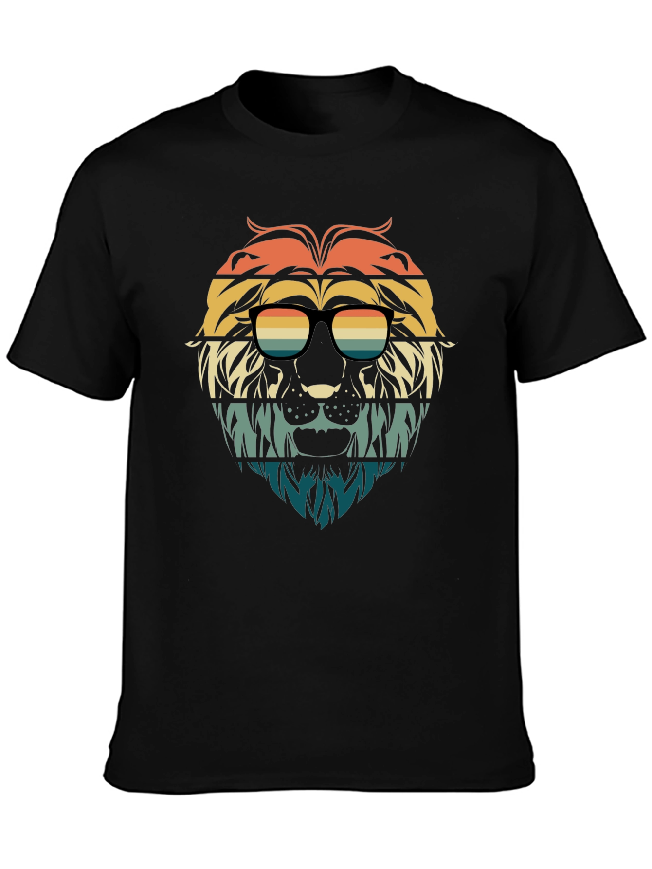 Black Retro Lion Graphic Tee - Stylish Animal Design T-Shirt view 3