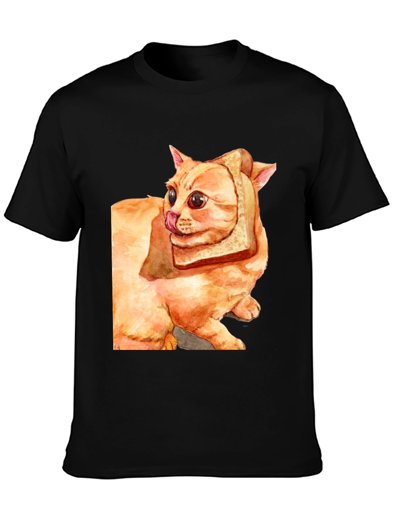 Black Cat Bread Slice Graphic Tee - Unique Design view 3