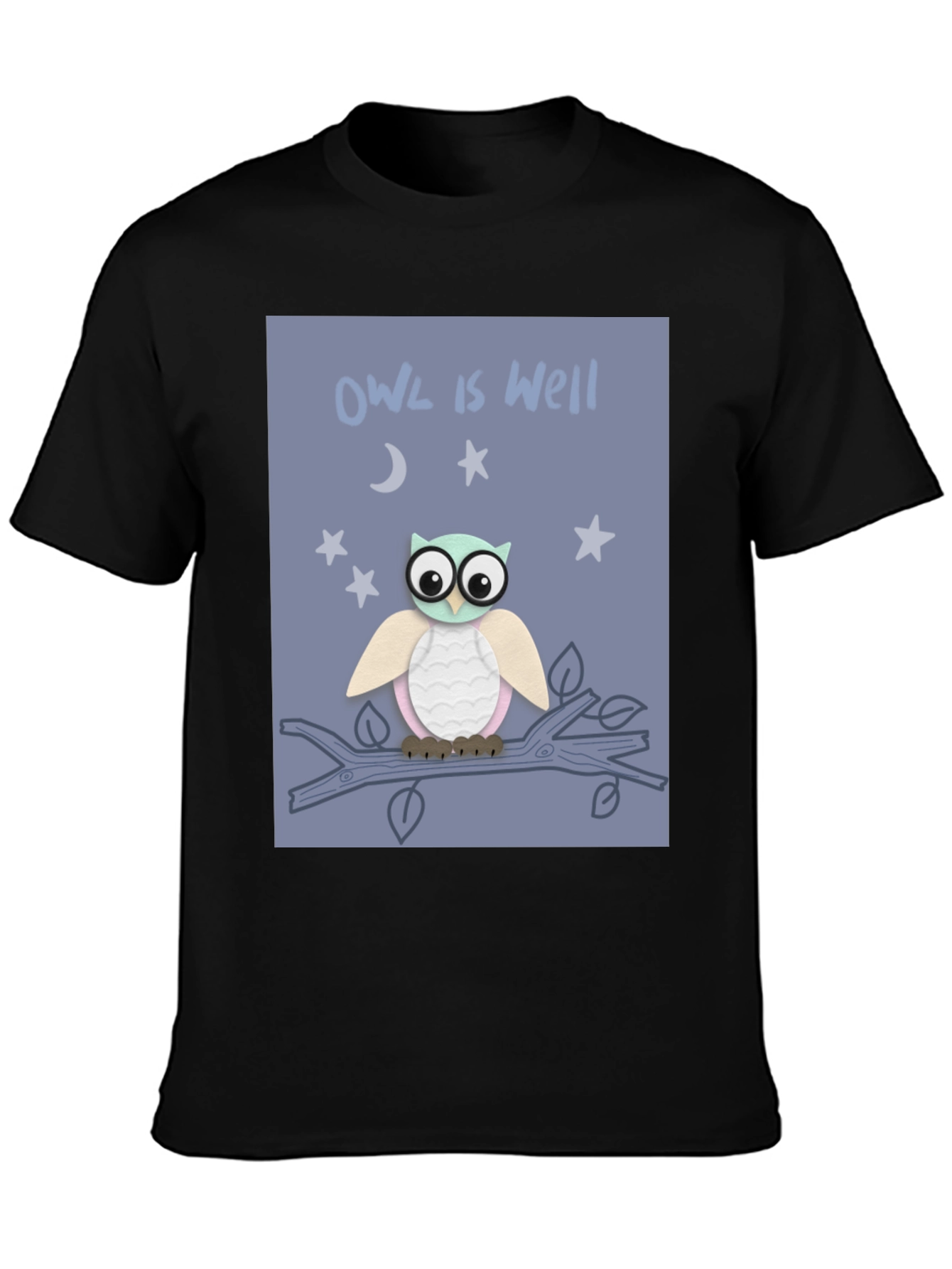 Black Owl is Well Graphic Tee - Soft Cotton T-Shirt view 3
