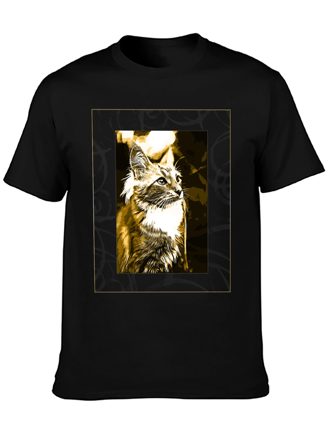 Black Cat Graphic Print Tee - Cool Black T-Shirt view 3