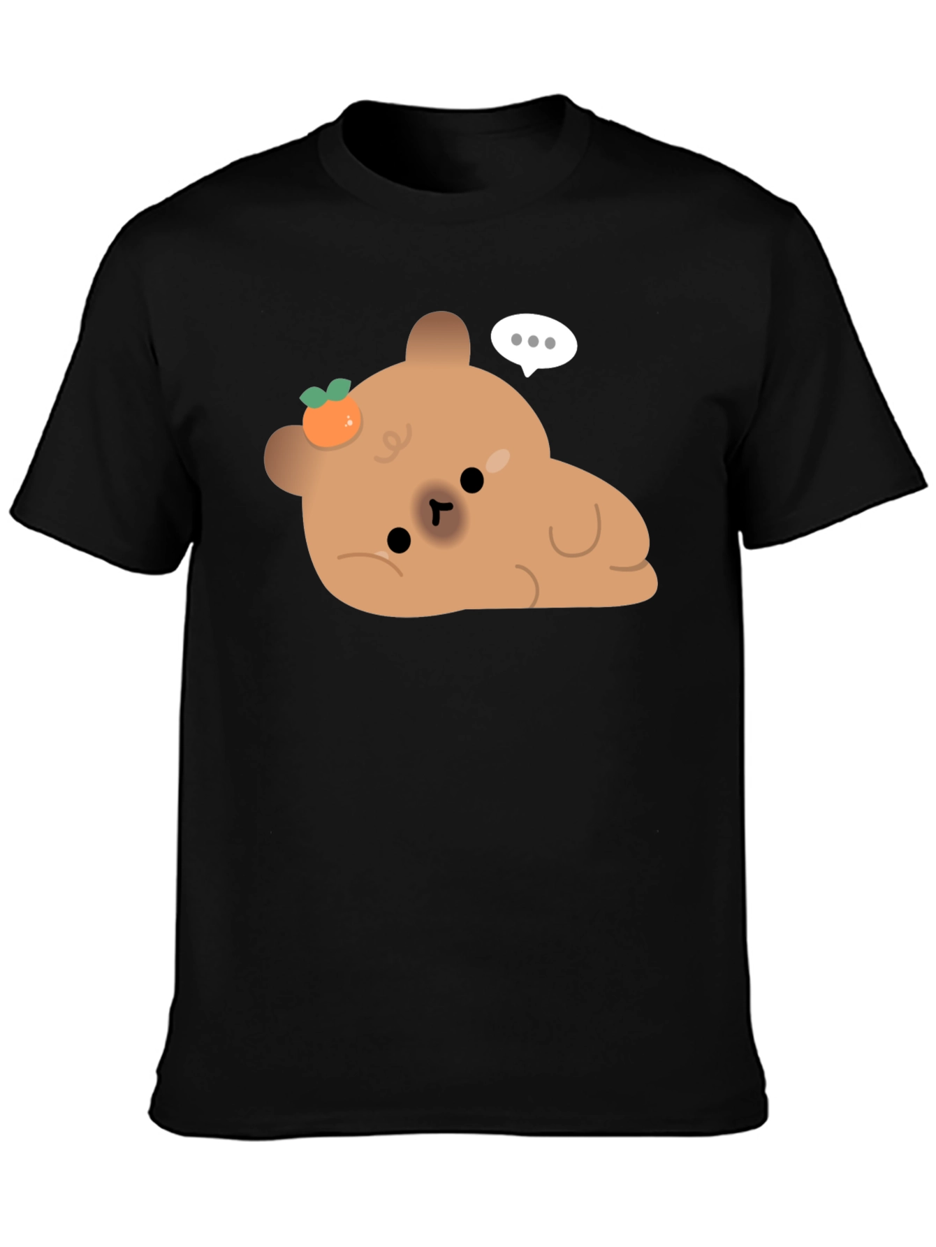 Black Cute Bear with Tangerine T-Shirt view 3