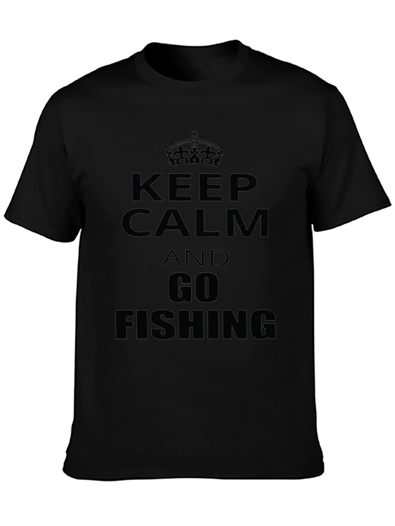 Black Keep Calm & Go Fishing Graphic T-Shirt view 3