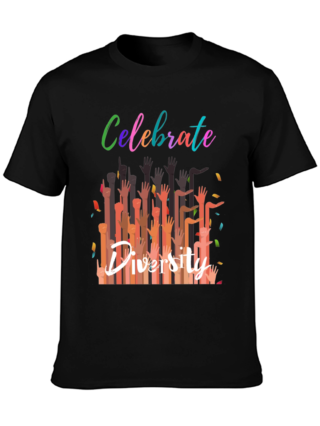 Black Celebrate Diversity Graphic Tee - Black Unisex T-Shirt view 3